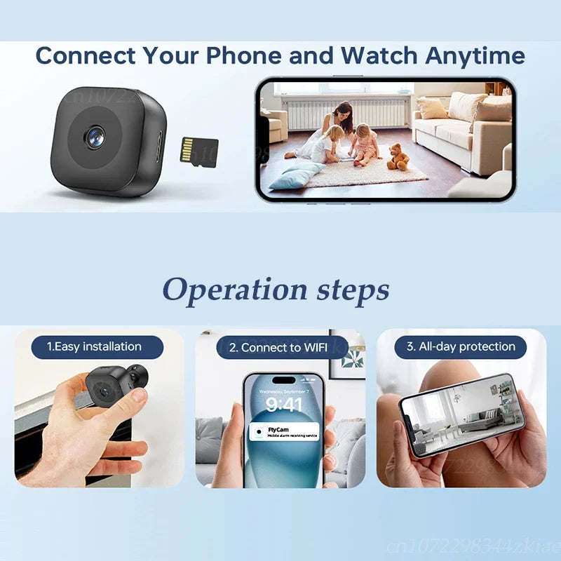 Mini Telecamera di sicurezza 4K Visione notturna a colori Monitor WiFi ad alta definizione Impermeabile Rilevamento del movimento Sorveglianza Smart Home