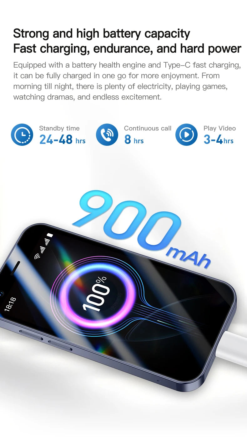 Mini smartphone con schermo da 3,0 pollici, 2 GB di RAM e 16 GB di spazio di archiviazione. Supporta più applicazioni, riconoscimento facciale Top