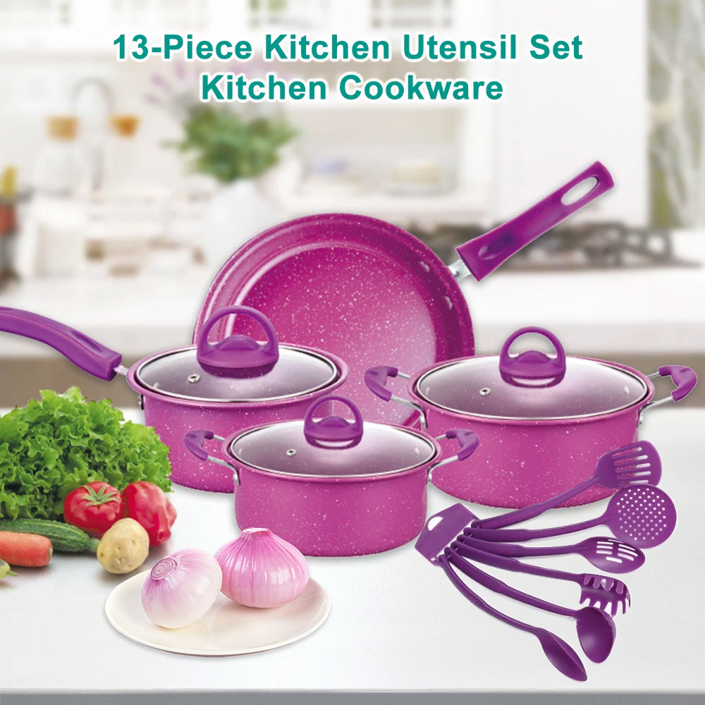 Set di pentole e padelle antiaderente + utensili 13 Pz