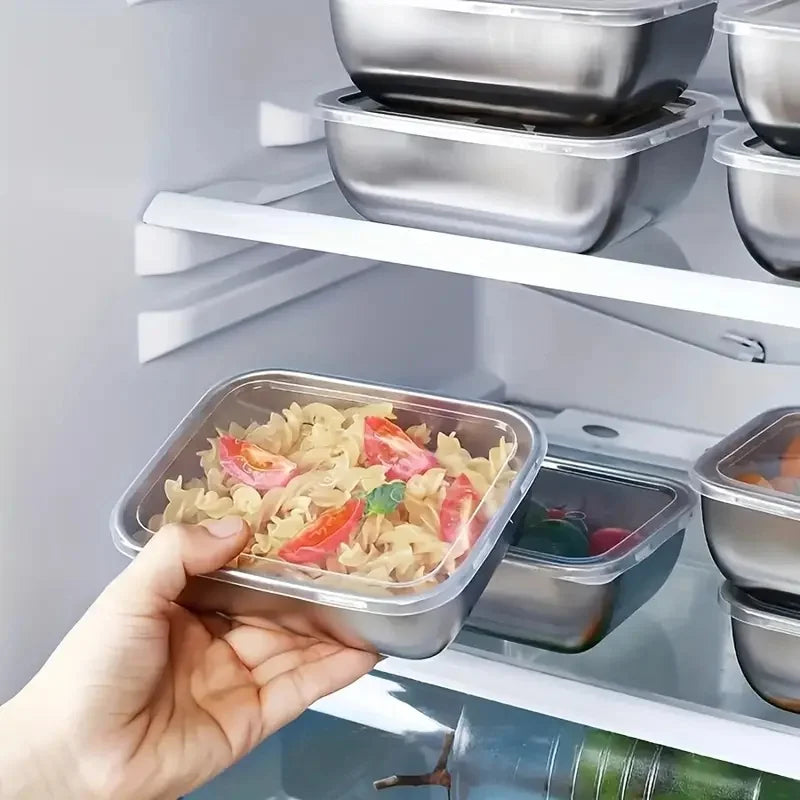 5 pezzi in acciaio inossidabile per la conservazione degli alimenti Scatole impilabili per la preparazione dei pasti per il frigorifero