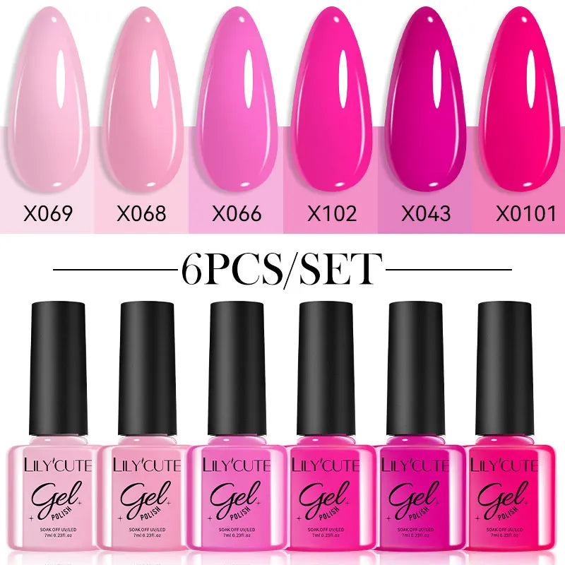 LILYCUTE 6Pcs/set 7ml Series Gel Smalto 125 Colori disponibili