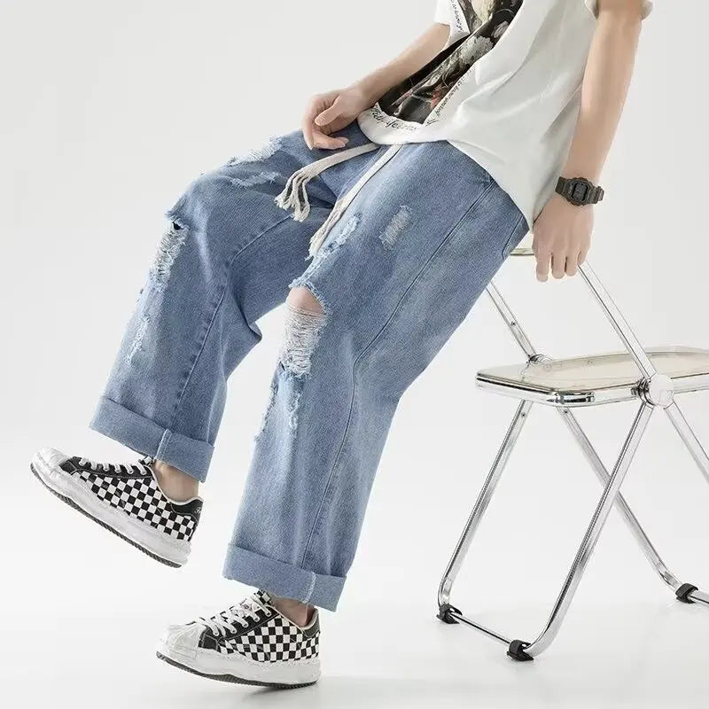 Jeans Stile Americano High Street  Casual Elastico in Vita