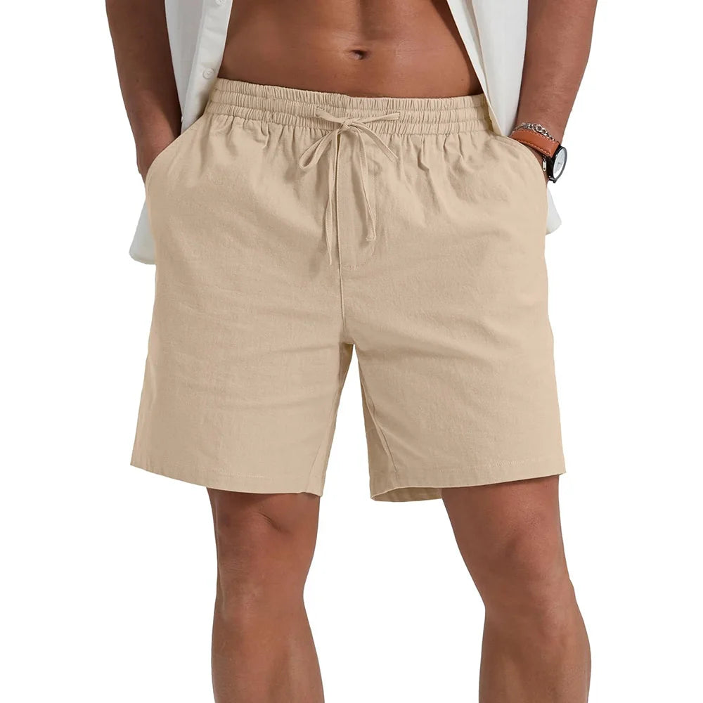 Pantaloncini da uomo corti casual leggeri traspiranti Cotone Lino