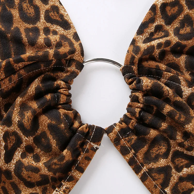 Top corto con stampa leopardata Fasciatura senza schienale