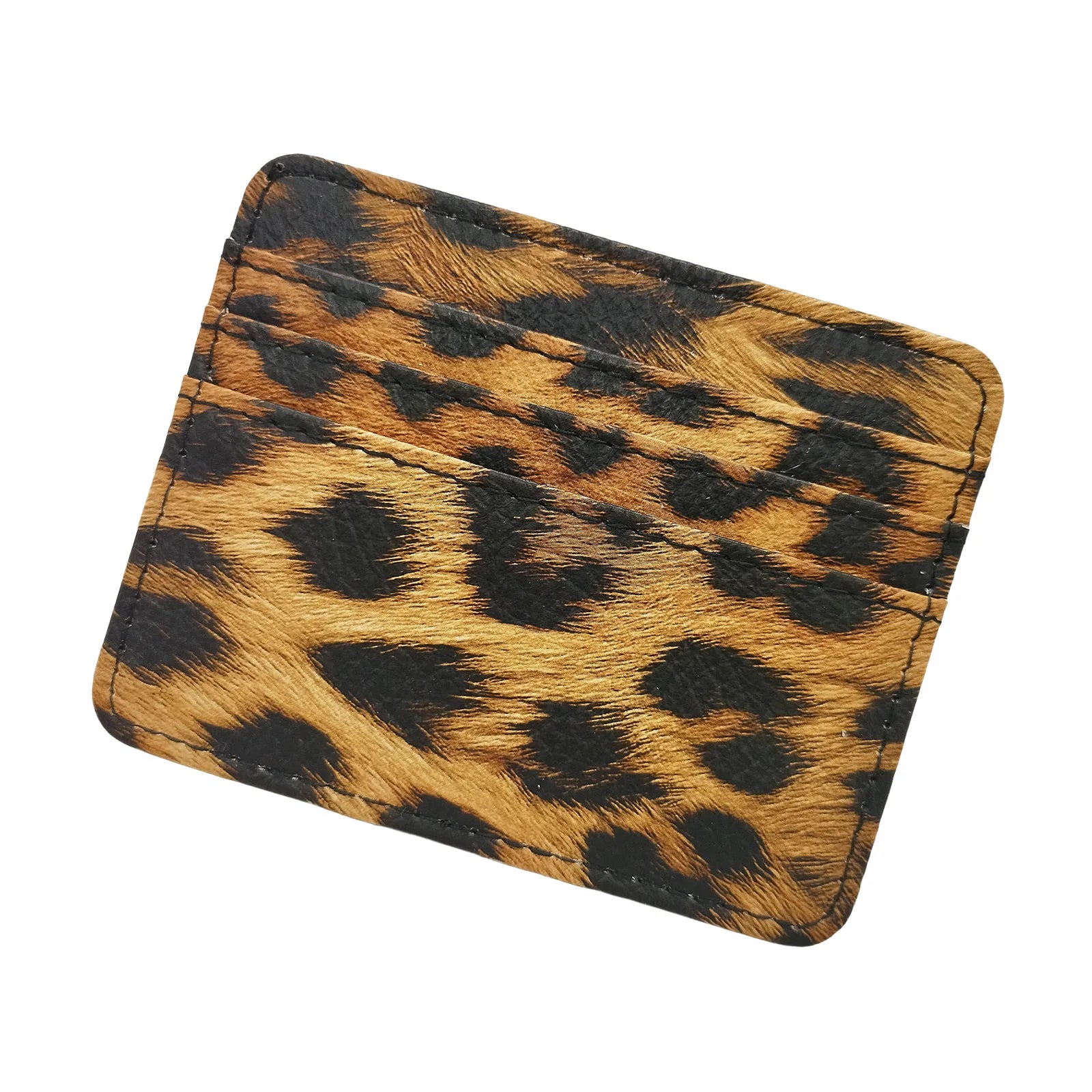 Nuovo portafoglio sottile in pelle con motivo leopardo per donne Portamonete con cerniera piccola