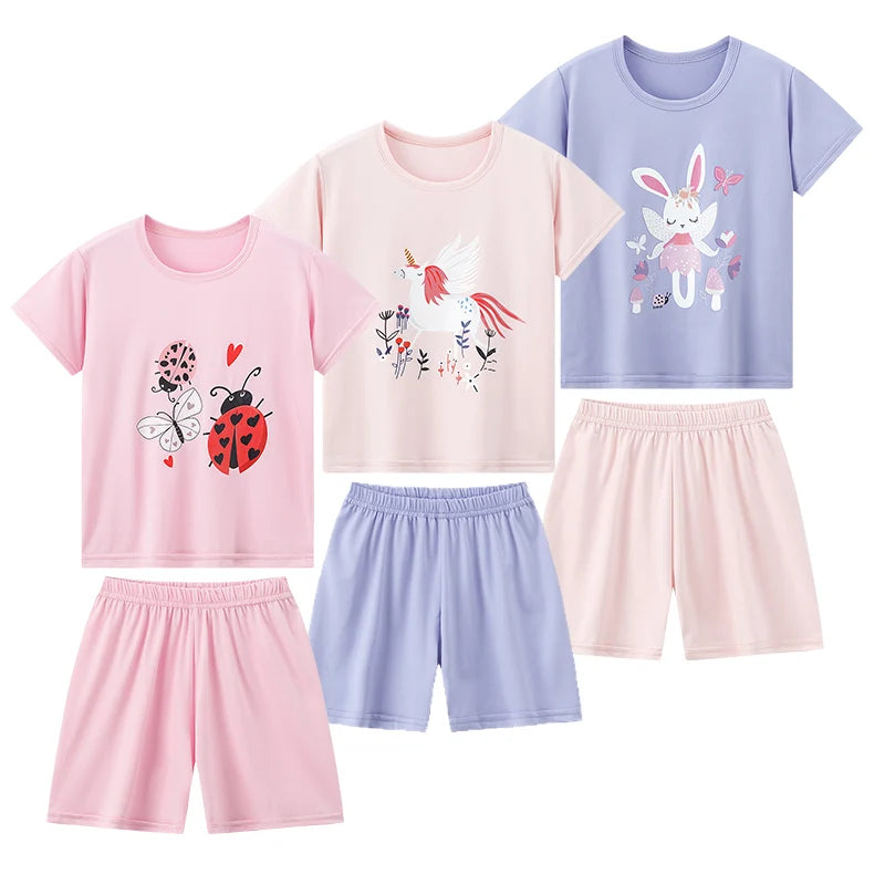 2 pezzi estivi per bambini comodi e carini pantaloncini  Set casual per la casa e l’esterno