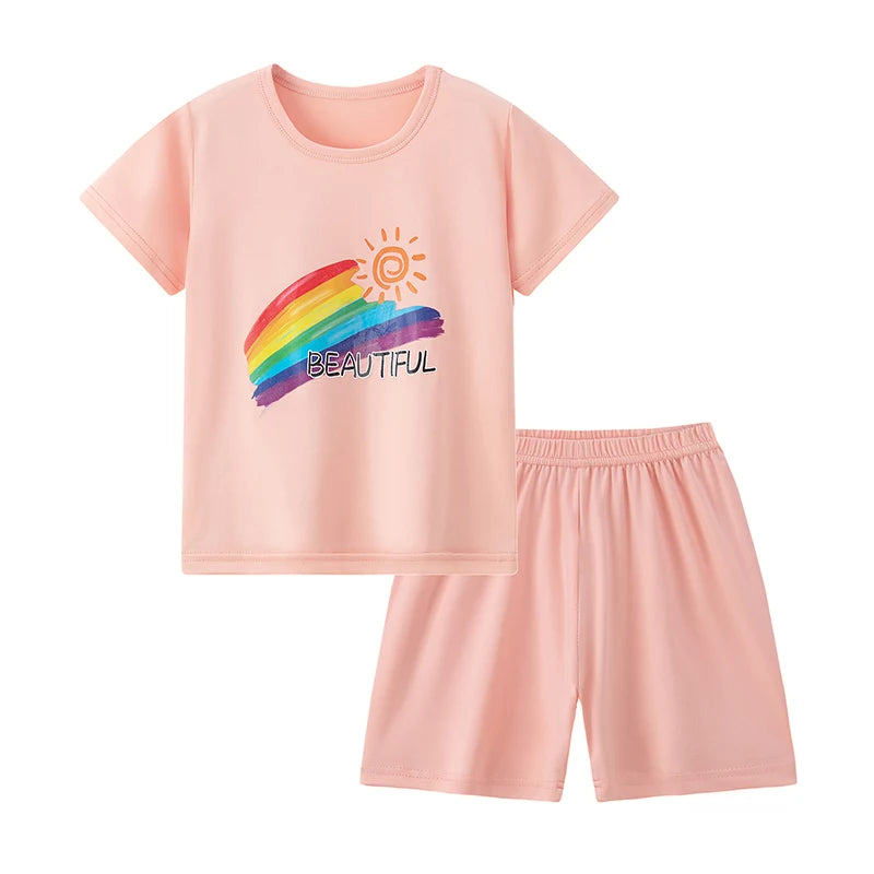 2 pezzi estivi per bambini comodi e carini pantaloncini  Set casual per la casa e l’esterno