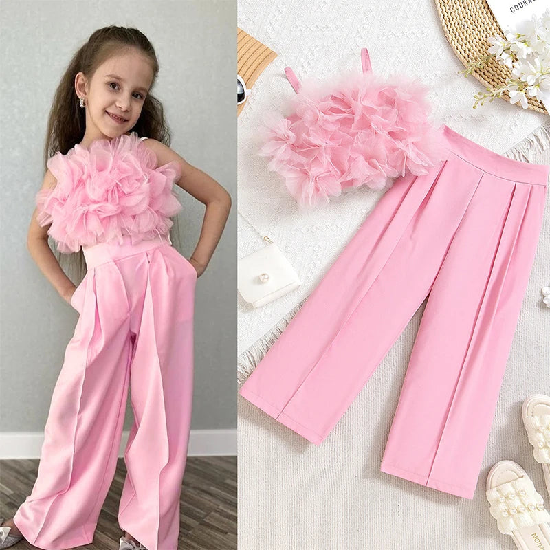Set di vestiti per ragazze pantaloni a gamba larga Moda 2026