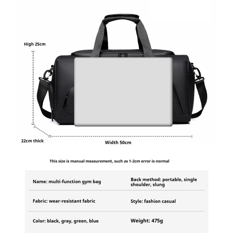 Borsa da palestra sportiva, borsa di grande capacità, borsone da viaggio portatile, multi-scomparto con contenitore per scarpe, perfetto per le vacanze, palestra