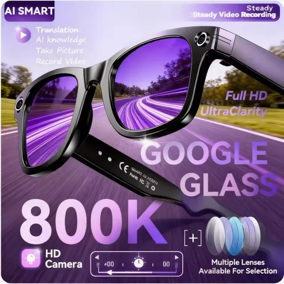 Nuova fotocamera da 800 W Occhiali AI Occhiali di traduzione intelligente che cambiano colore Foto Registrazione video Chiamata impermeabile Occhiali da sole intelligenti