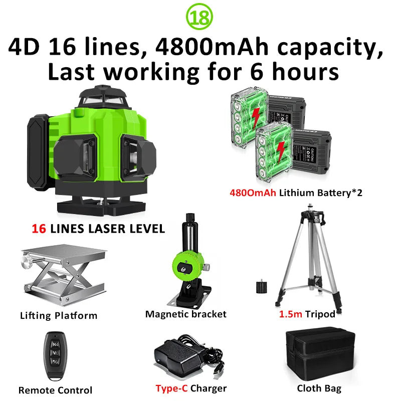 🇪🇸CLUBIONA 16/12 Laser autolivellante 3x360 Green beam Line Laser Level