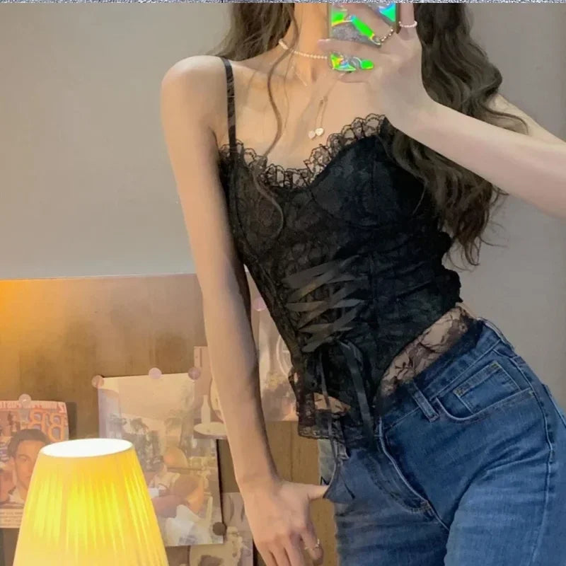 Corsetto Donna  in pizzo benda senza maniche