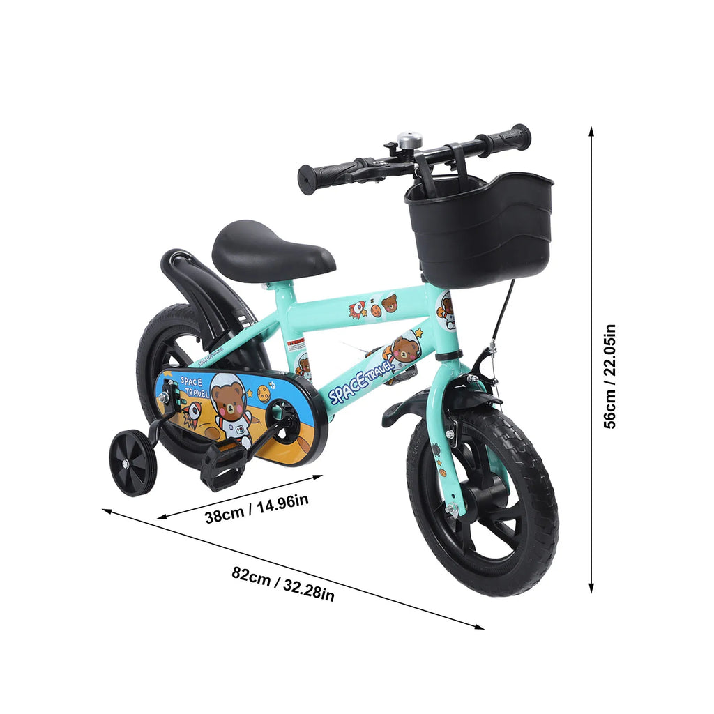 Bici per bambini da 12” con ruote da allenamento per 2-6 anni, telaio in acciaio ad alto tenore di carbonio, sedile e manubrio regolabili