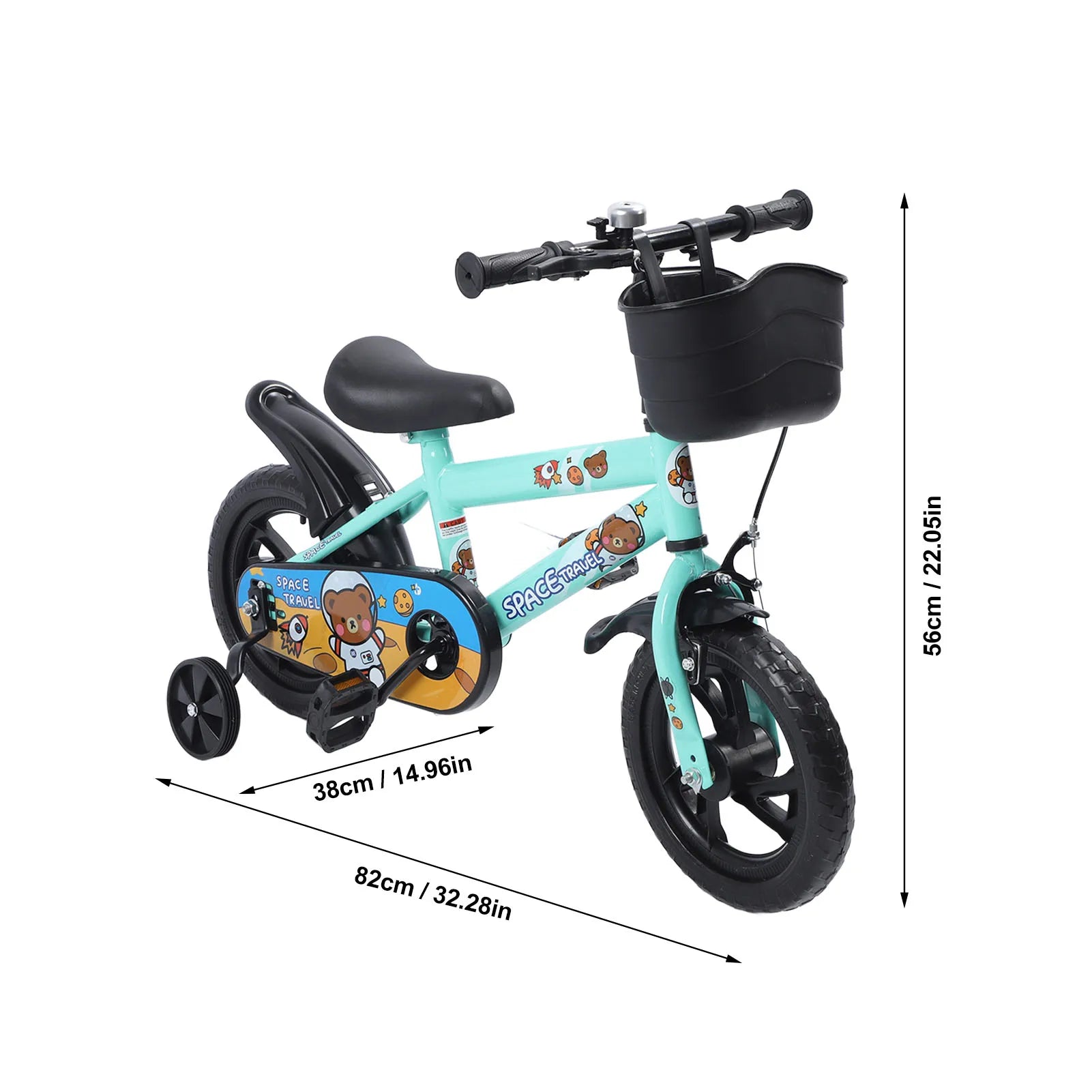 Bici per bambini da 12” con ruote da allenamento per 2-6 anni, telaio in acciaio ad alto tenore di carbonio, sedile e manubrio regolabili