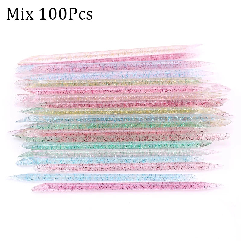 100 pezzi Nail Art Cuticle Pusher Riutilizzabile a doppia estremità Strumento professionale per la rimozione delle cuticole