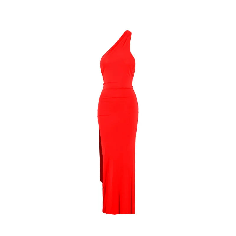 Abito da donna monospalla senza maniche da donna Sciarpa regolabile Loop increspato Backless