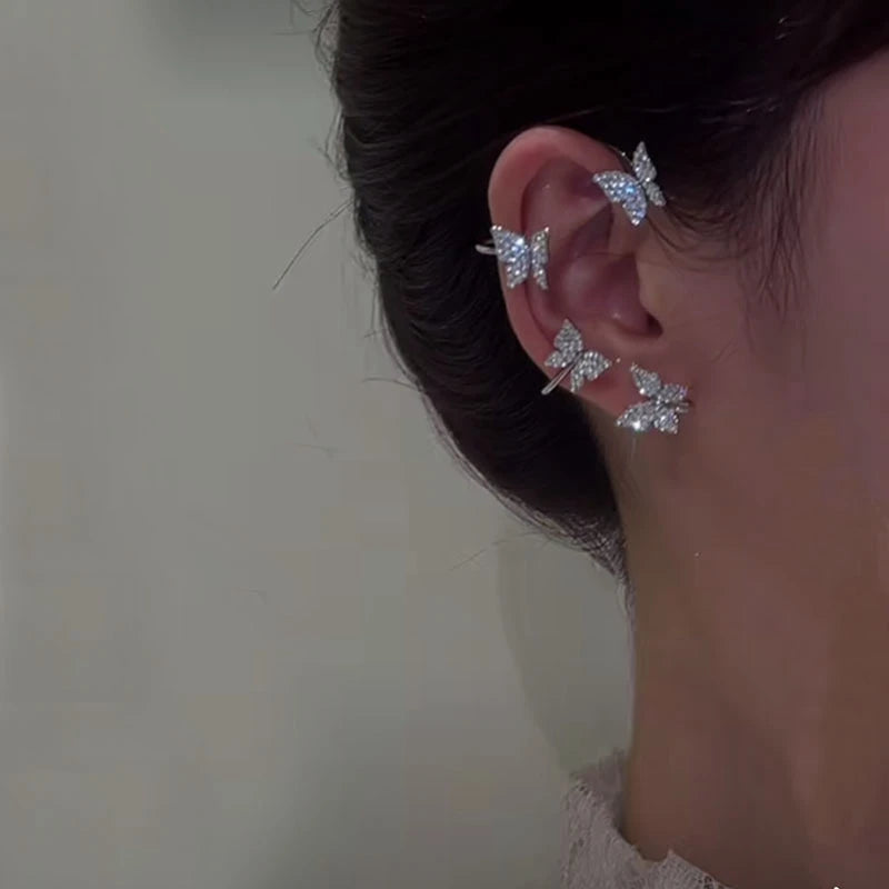 Clip per orecchie a farfalla in stile coreano senza piercing