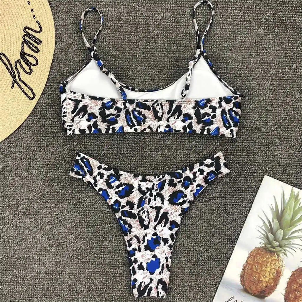 Set Costume leopardato da bagno brasiliana Donna