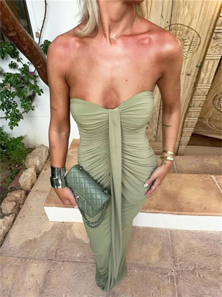 Abito Senza Spalline Donna Classico Nastro Intrecciato