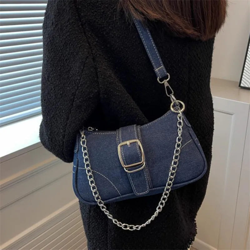 Borsa a tracolla in denim casual da donna