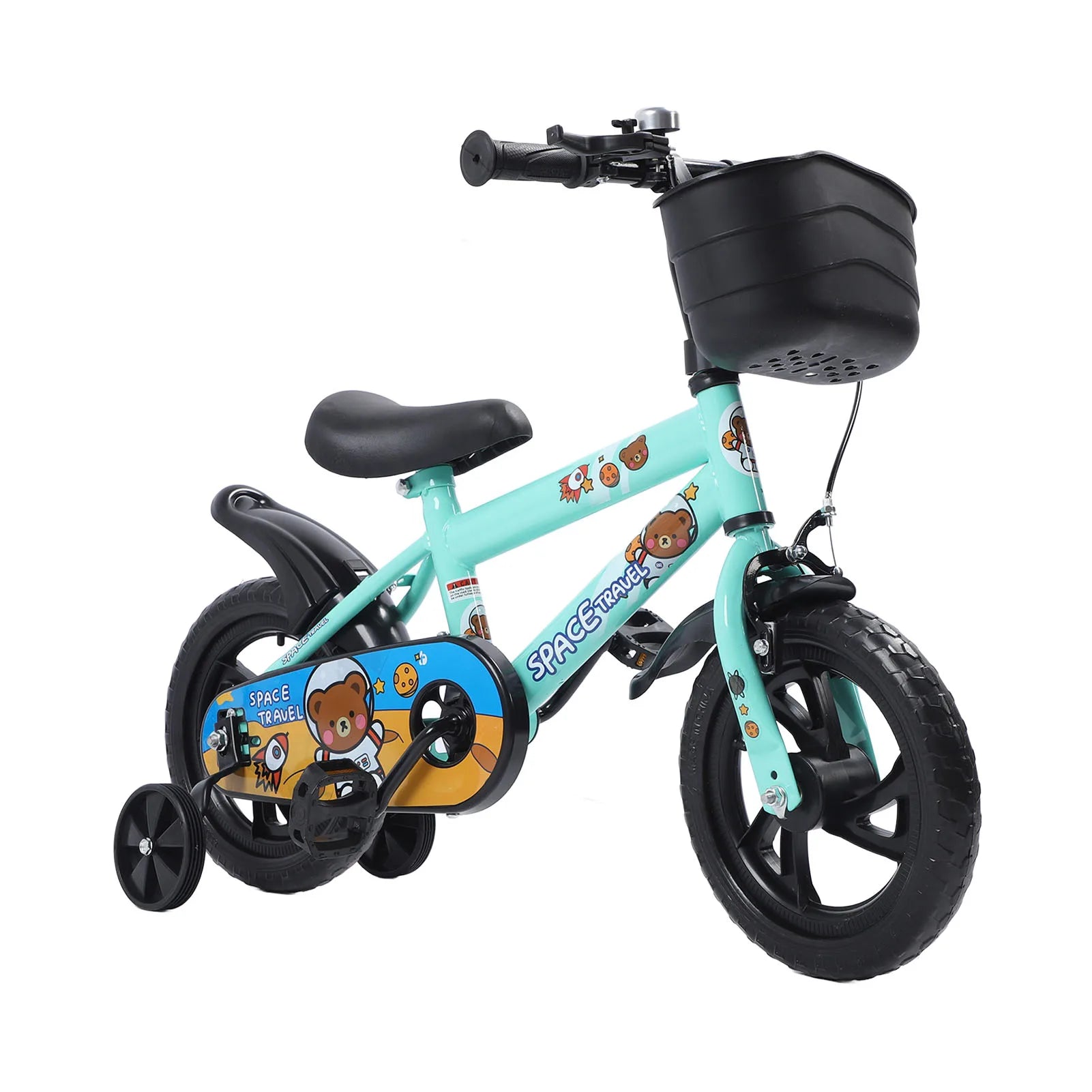 Bici per bambini da 12” con ruote da allenamento per 2-6 anni, telaio in acciaio ad alto tenore di carbonio, sedile e manubrio regolabili