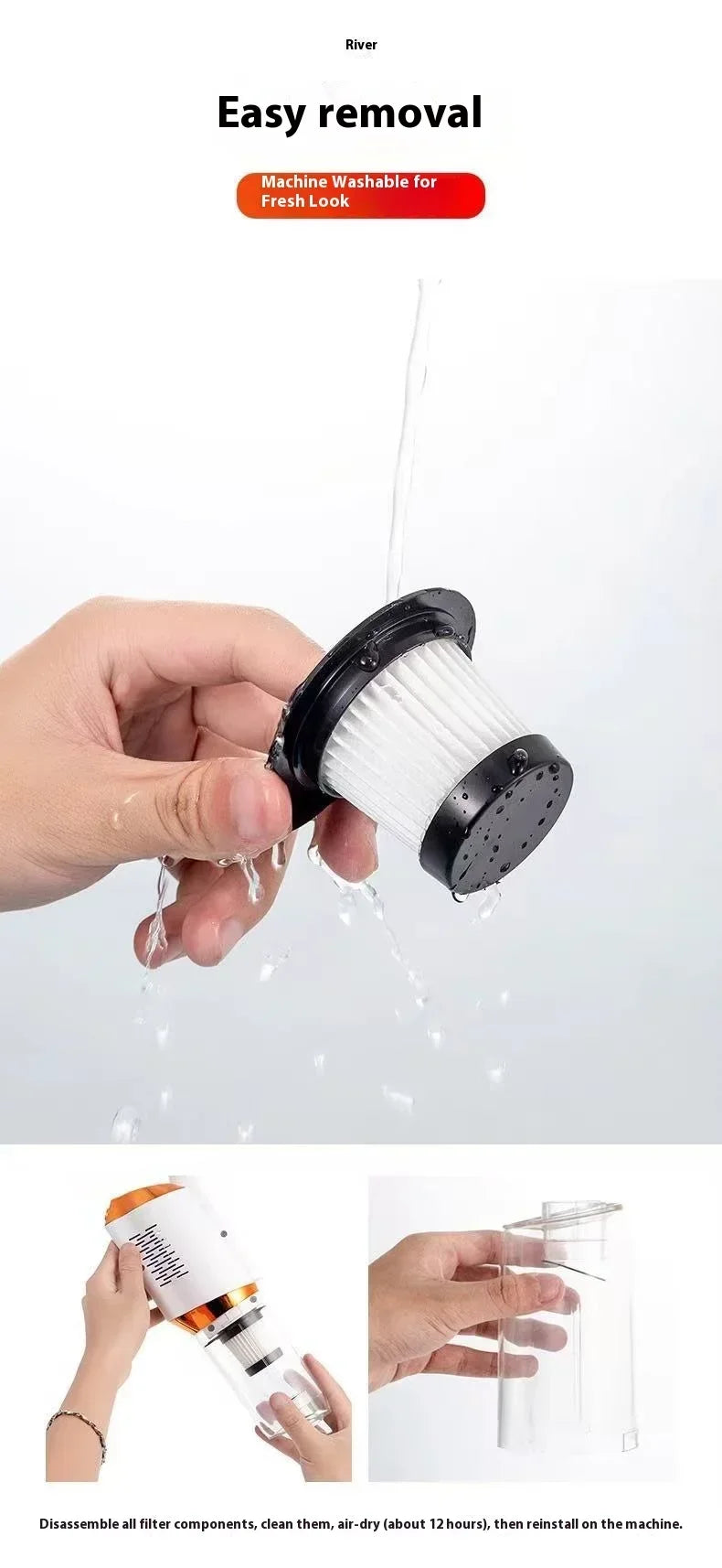Aspirapolvere senza fili 8500Pa Aspirapolvere ad alta potenza da 120 W Potente dispositivo di pulizia ad aspirazione per casa