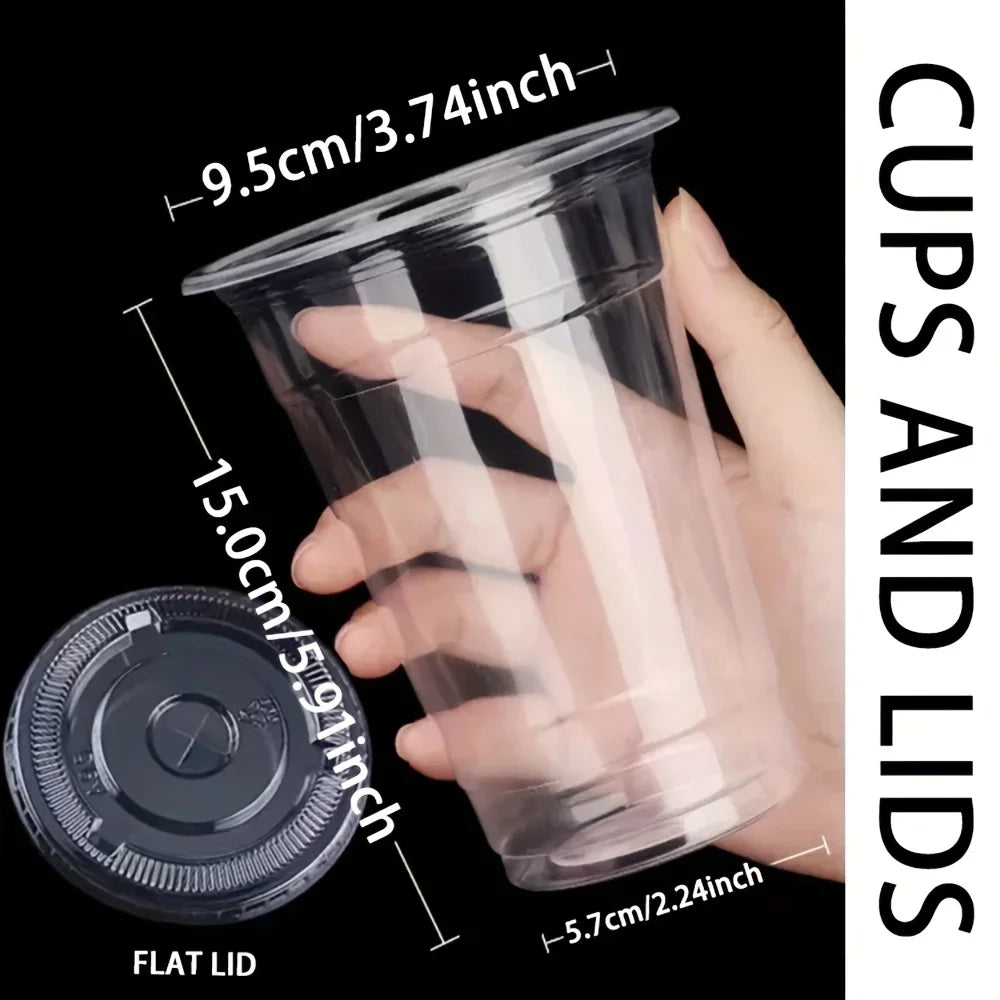 Bicchieri Cocktail di plastica con coperchi Set da 50 pz (500ml-350ml)