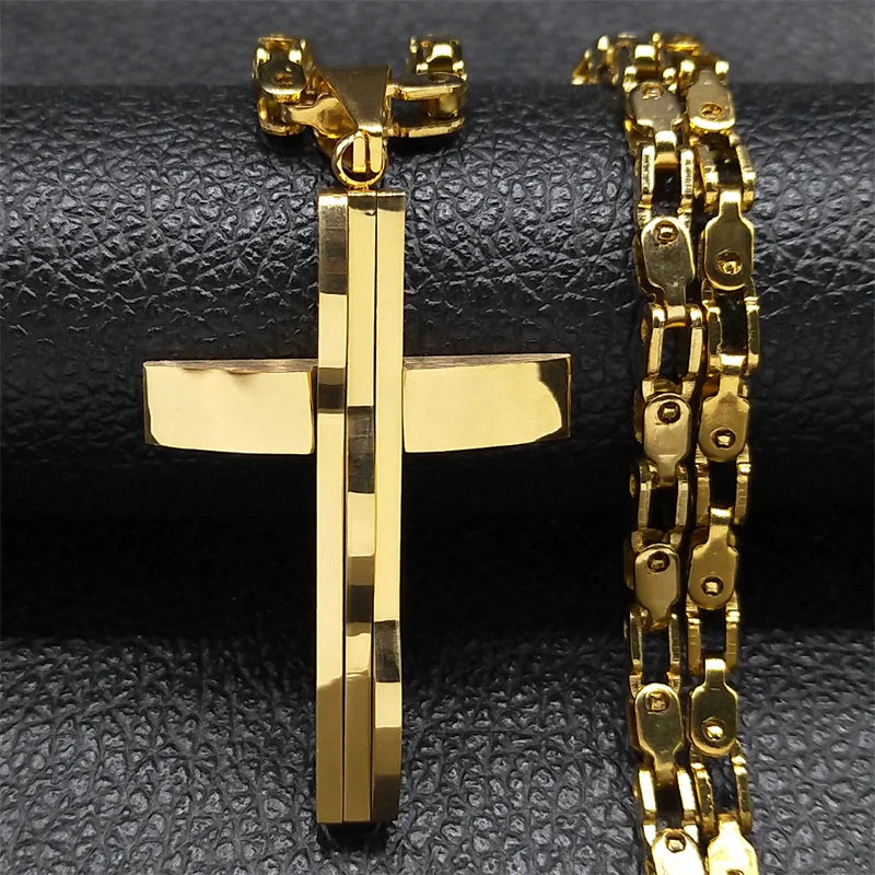 Collana con ciondolo a croce in acciaio inossidabile