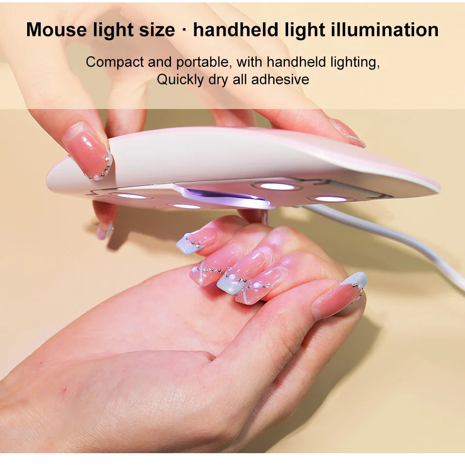 6W Mini asciuga unghie macchina portatile 6 LED UV manicure lampada uso domestico lampada con cavo USB
