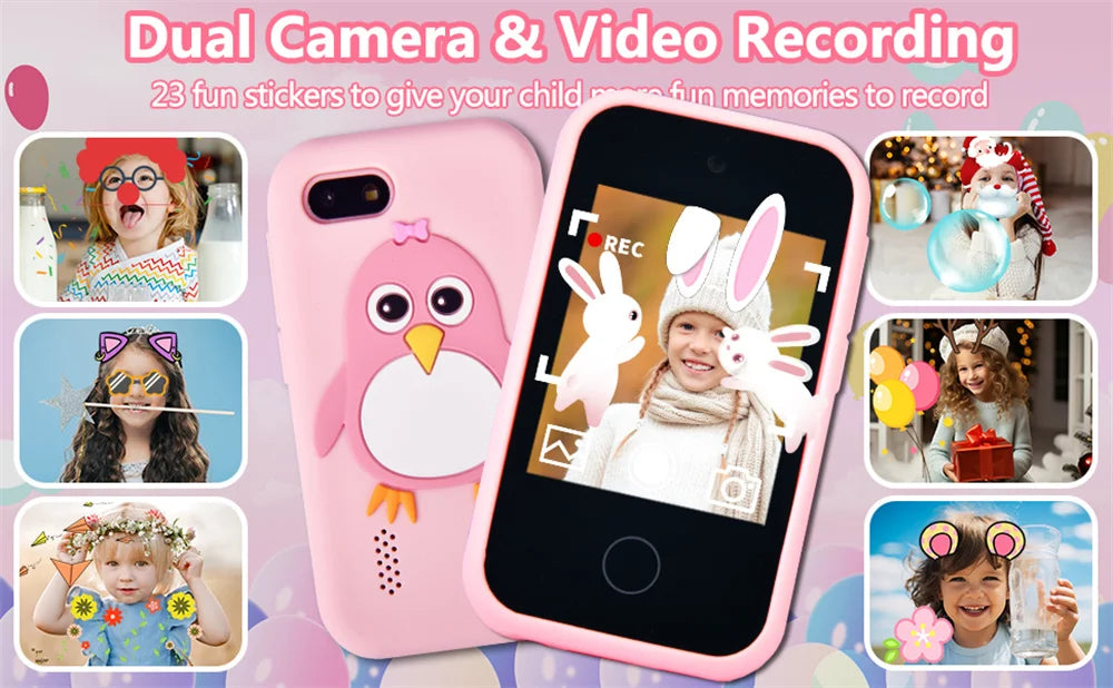 SmartPhone Fotocamera + Giochi Touch Screen+Lettore MP3 per bambini