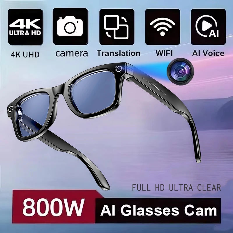 Nuova fotocamera da 800 W Occhiali AI Occhiali di traduzione intelligente che cambiano colore Foto Registrazione video Chiamata impermeabile Occhiali da sole intelligenti