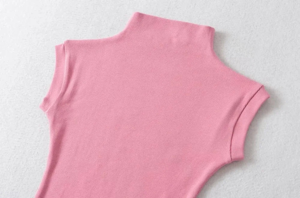 Sexy T-shirt Dolcevita Senza Maniche