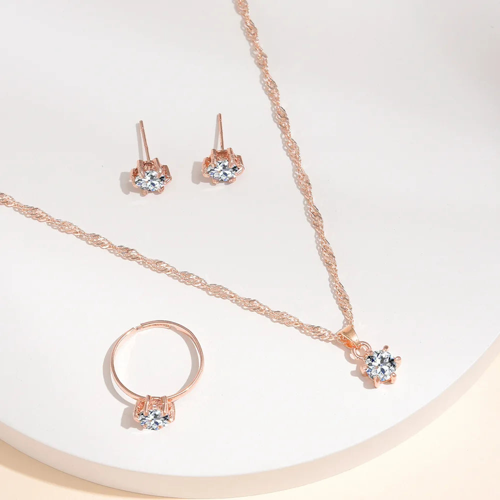5 pezzi eleganti gioielli set anello collana braccialetto orecchini