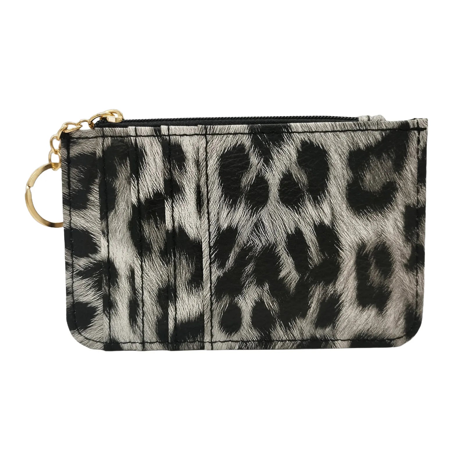 Nuovo portafoglio sottile in pelle con motivo leopardo per donne Portamonete con cerniera piccola