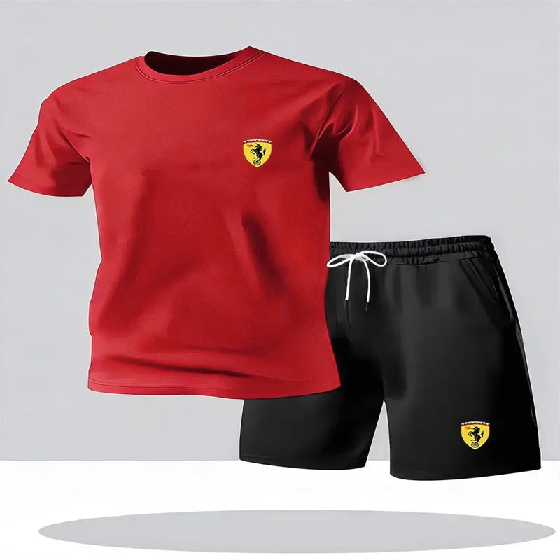 T-shirt e pantaloncini set due pezzi - Stampa Ferrari