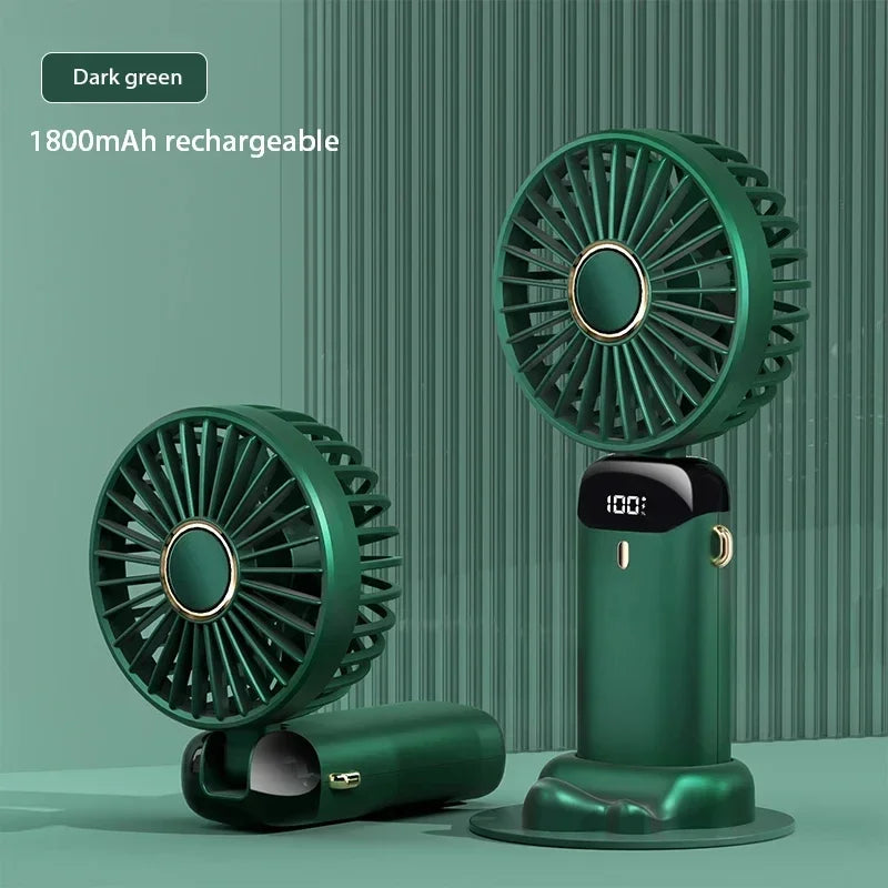 Mini ventilatore portatile ricaricabile USB a 5 velocità e schermo di visualizzazione 1800mAh