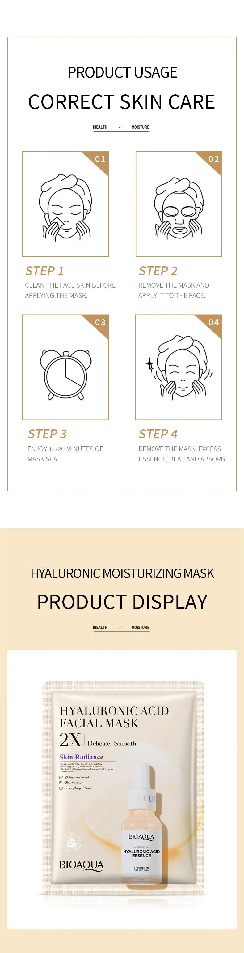 20pcs BIOAQUA Maschera viso al collagene
