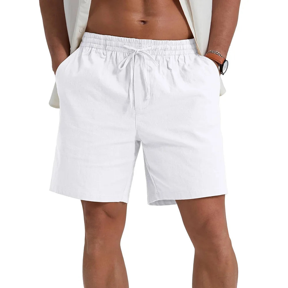 Pantaloncini da uomo corti casual leggeri traspiranti Cotone Lino