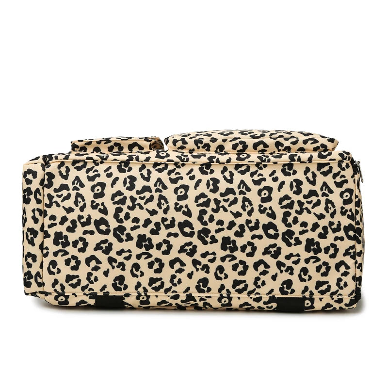 Classica borsa da viaggio di grande capacità con stampa leopardata con tasche multiple e scomparto per scarpe