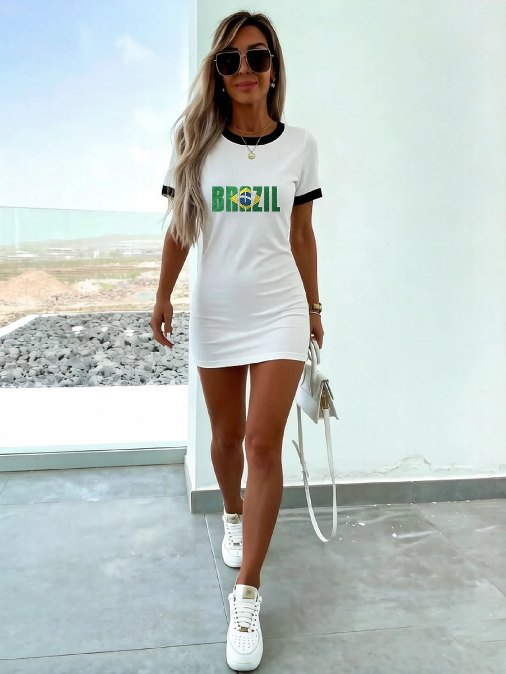 Abito a maniche corte Slim Fit Casual Brasil 2026