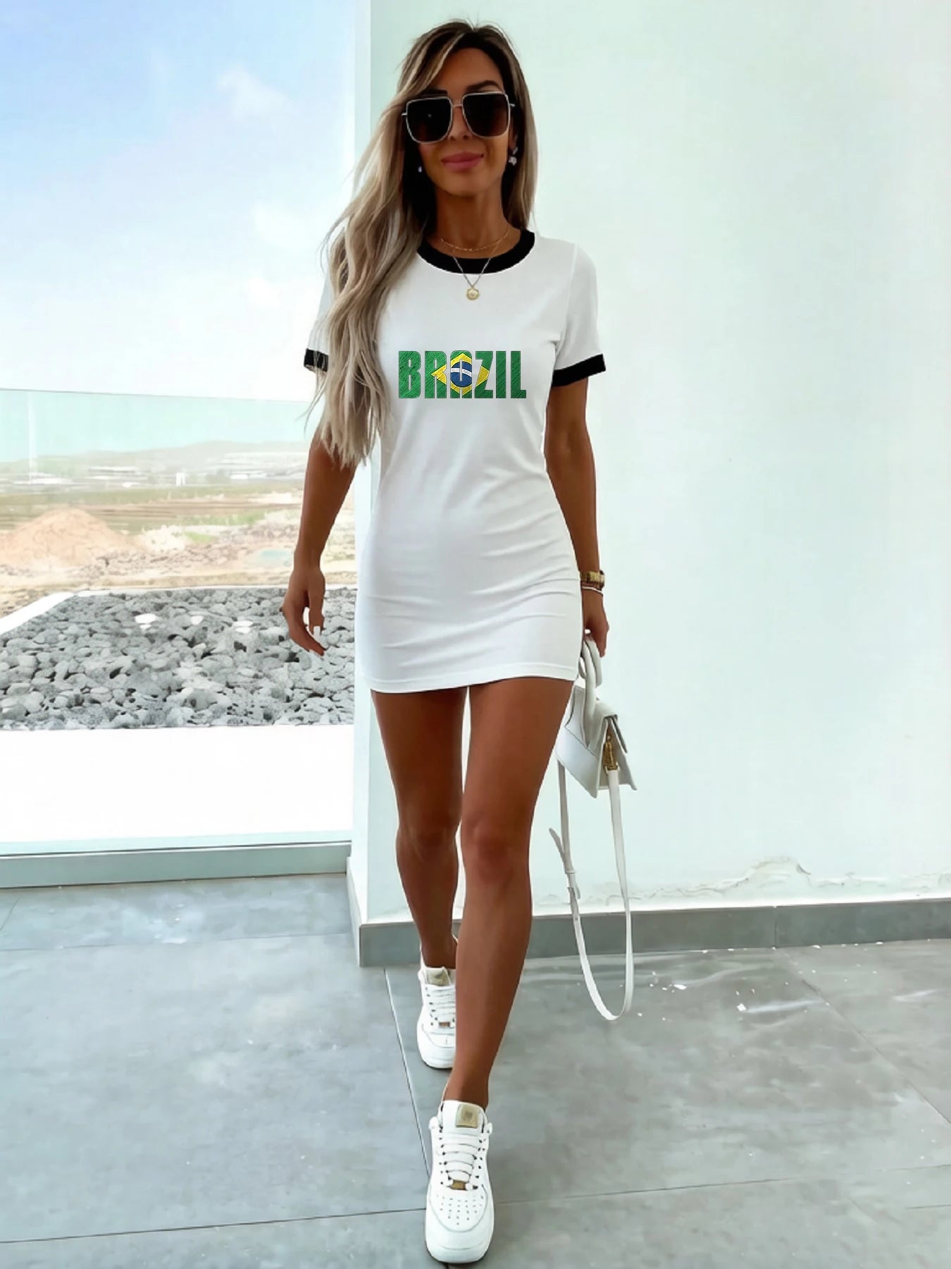 Abito a maniche corte Slim Fit Casual Brasil 2026