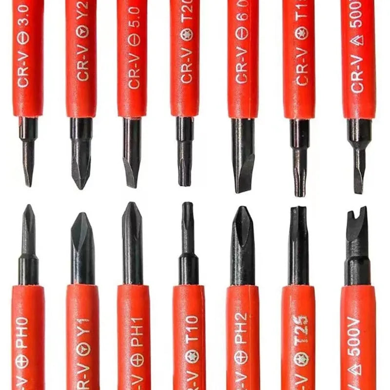 Kit di strumenti per la riparazione 15 pezzi 1000V Set di cacciaviti isolati intercambiabili con punte Pozidriv Torx Phillips con slot magnetico