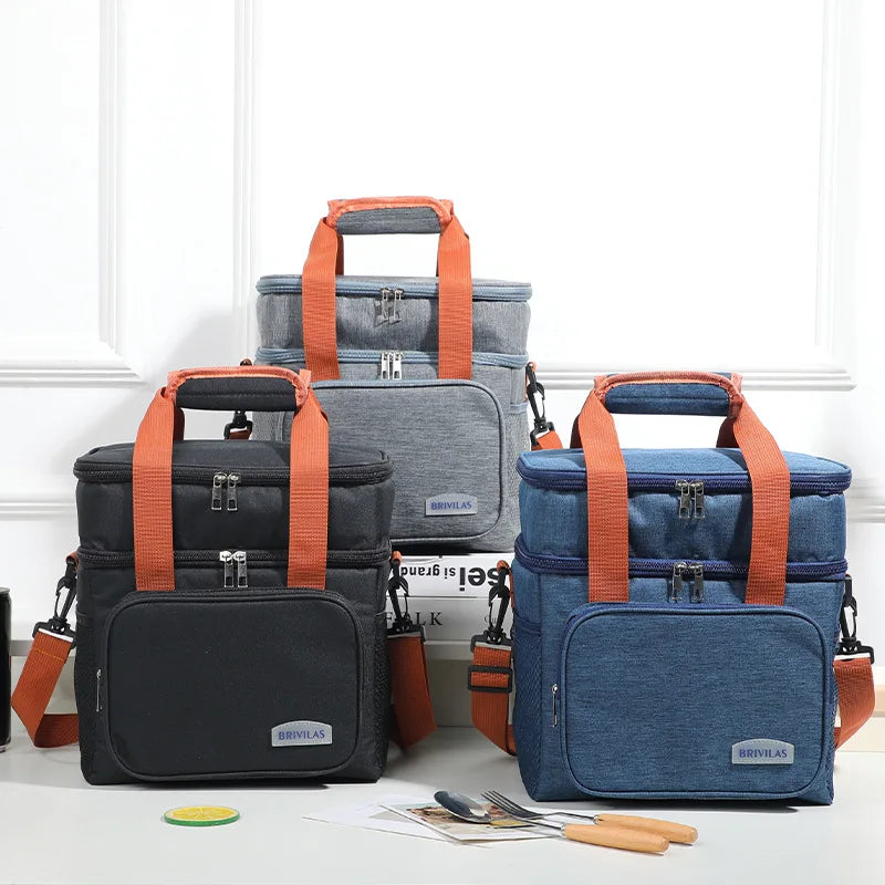 Borsa per il pranzo a doppio strato con isolamento termico di grande capacità