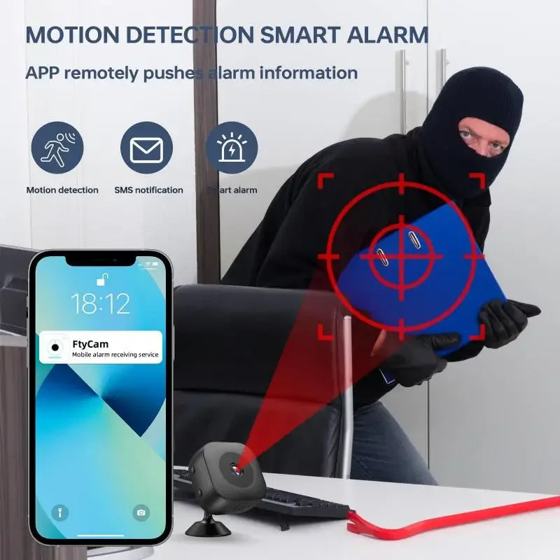 Mini Telecamera di sicurezza 4K Visione notturna a colori Monitor WiFi ad alta definizione Impermeabile Rilevamento del movimento Sorveglianza Smart Home