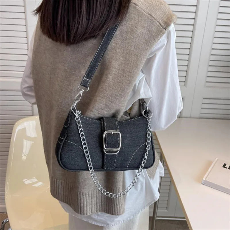 Borsa a tracolla in denim casual da donna