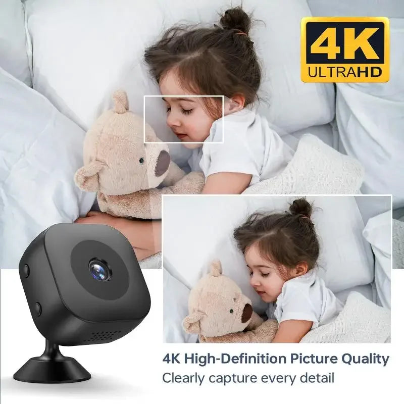 Mini Telecamera di sicurezza 4K Visione notturna a colori Monitor WiFi ad alta definizione Impermeabile Rilevamento del movimento Sorveglianza Smart Home