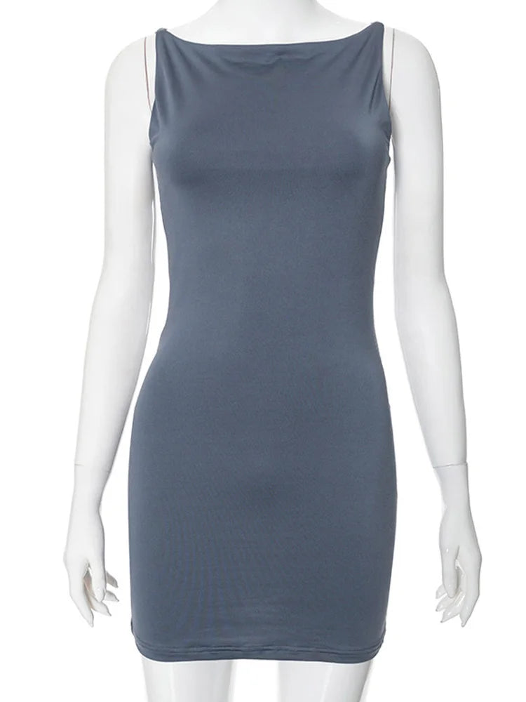Mini abito senza maniche da donna Y2K Basic Casual Fashion Summer