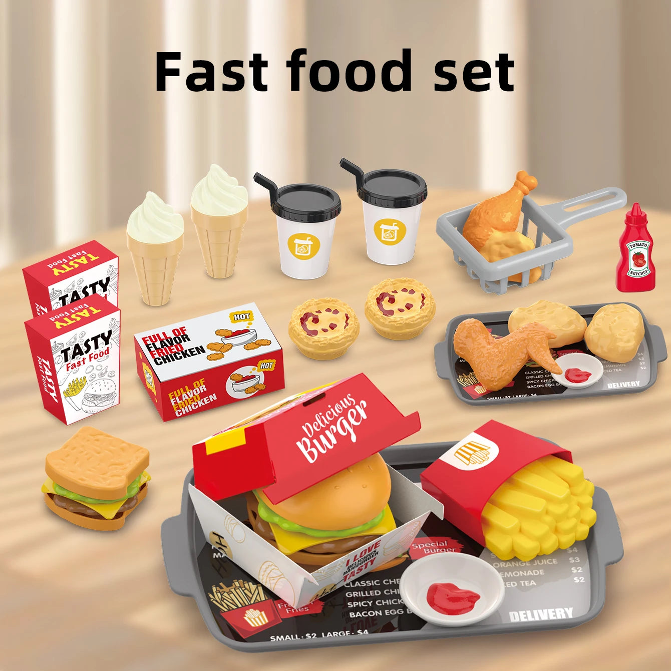 Giocattoli per bambini: gioco di finzione, barbecue, fast food, pizza, sushi, tè pomeridiano, dessert, cibo da cucina, set di giocattoli