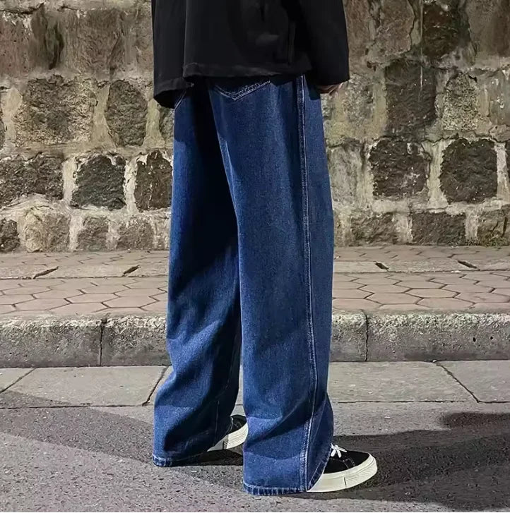 Jeans Larghi Uomo Stile Coreano Moda Sciolto Dritto Gamba Larga