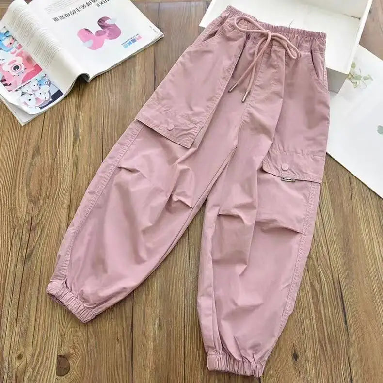 Vestiti primaverili alla moda per bambini Cargo Joggers Pantaloni elastici alla caviglia Pantaloni casual Leggero Traspirante